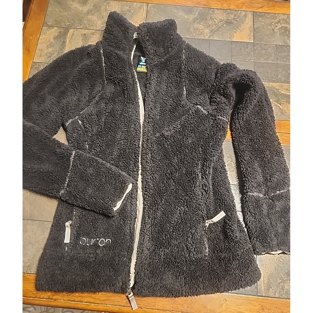 Womens Burton Dryride Full Zip‎ Shaggy Teddy Fleece Snowboard Jacket Sz M Black